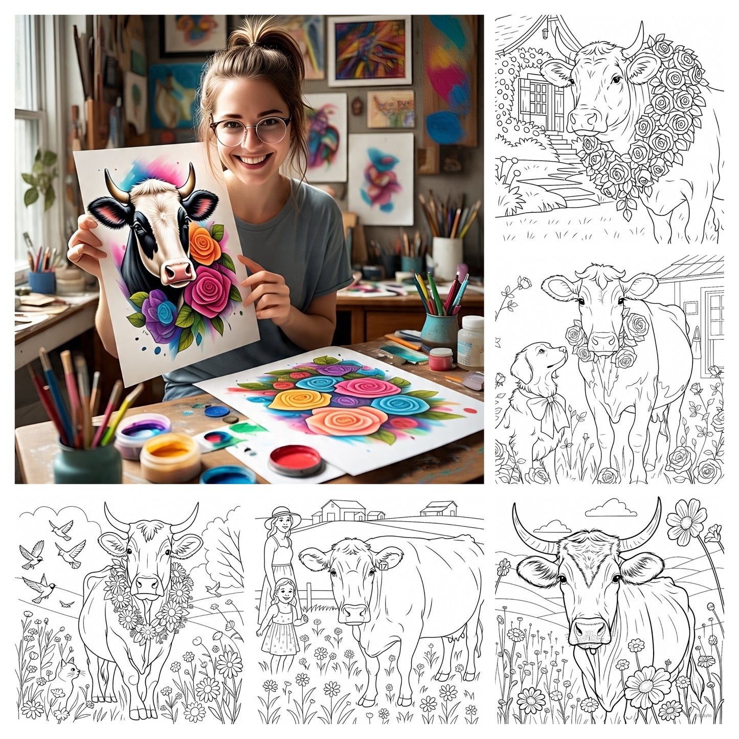 50 coloring pages of cows - lightofcolors