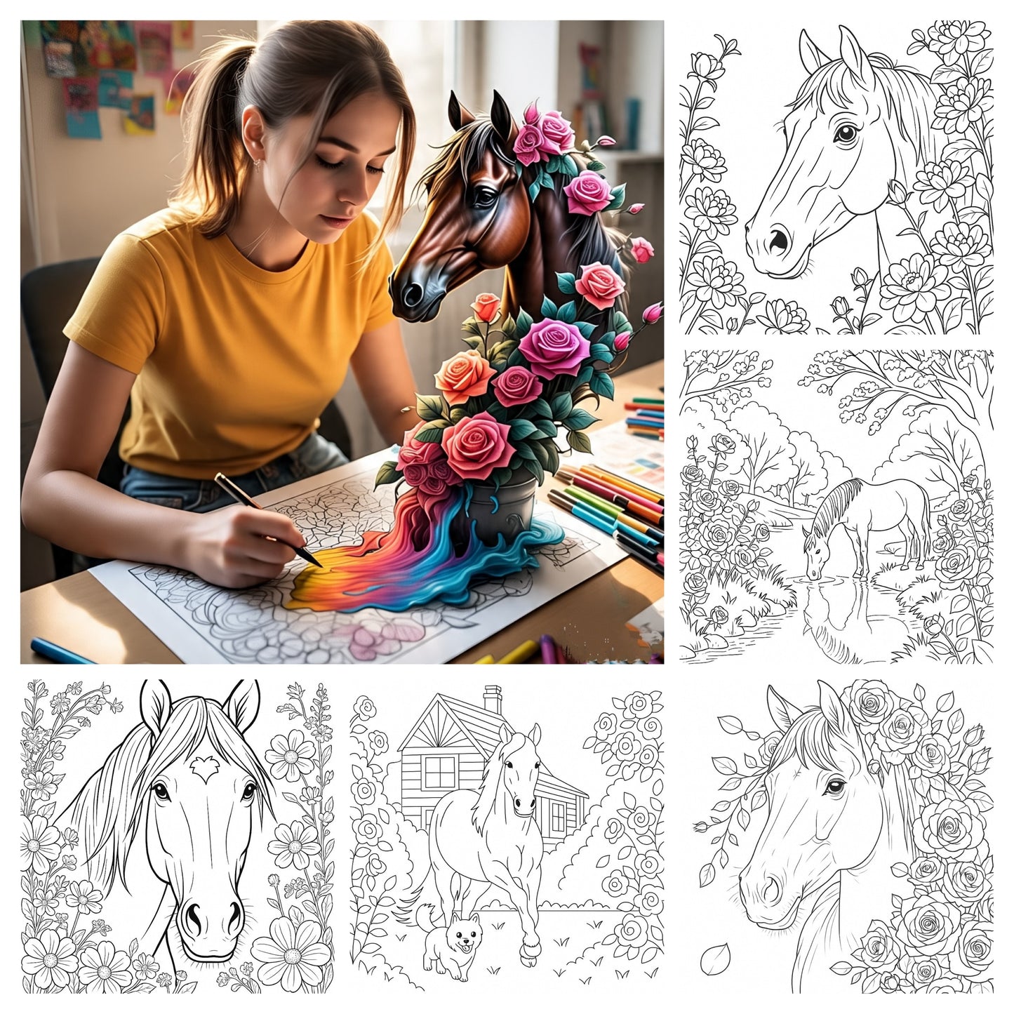 70 coloring pages of horse - lightofcolors