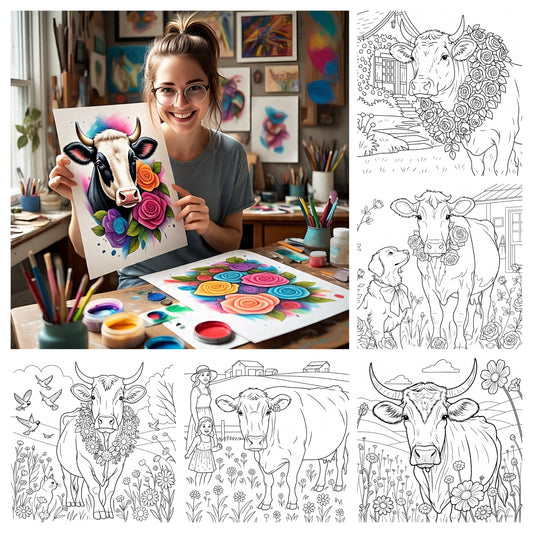 50 coloring pages of cows - lightofcolors