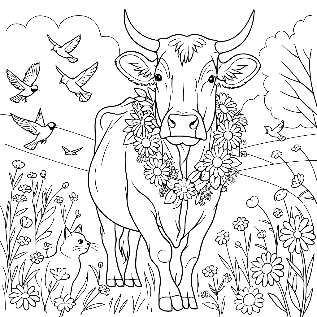 50 coloring pages of cows - lightofcolors